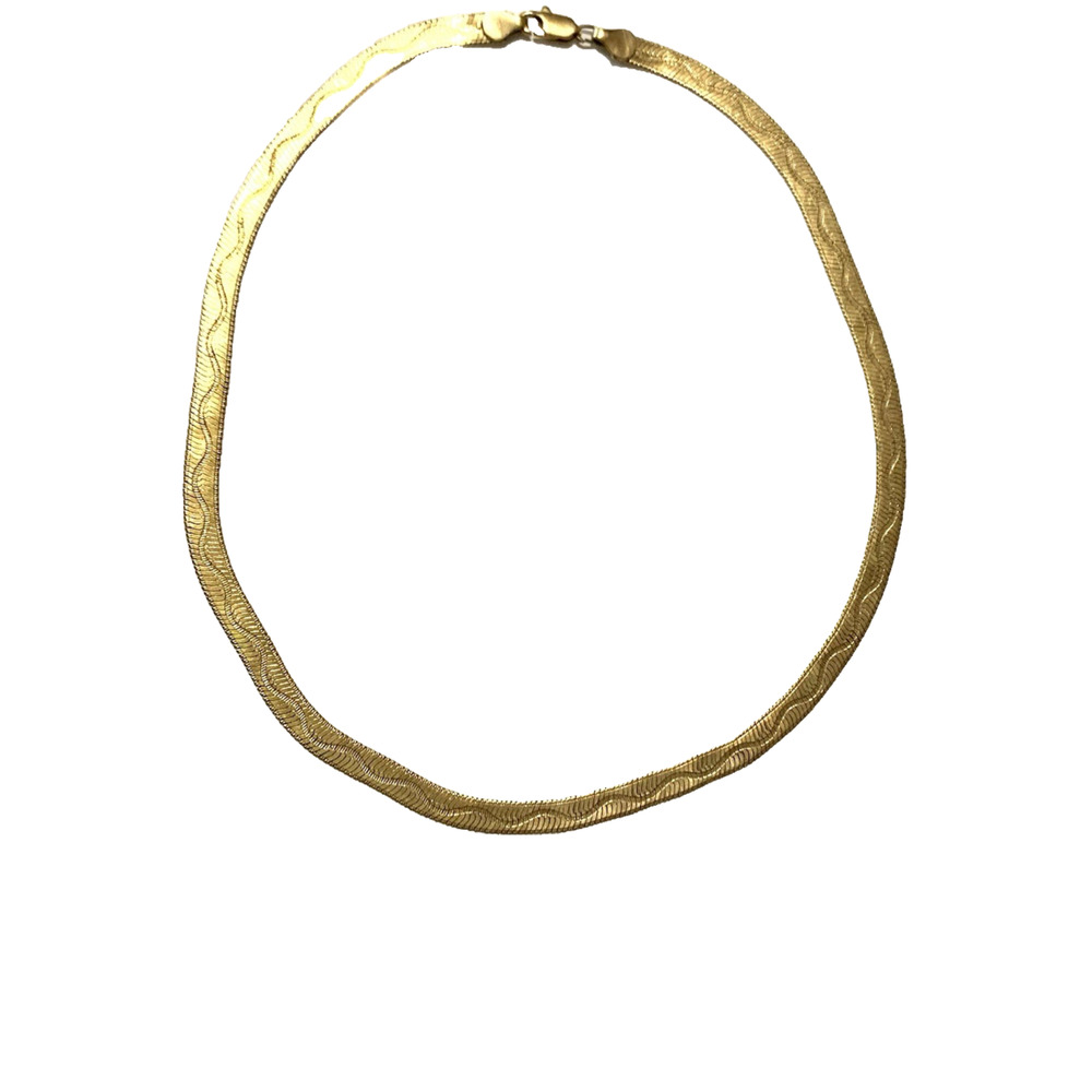 Vtg Midas 14k Gold Plated Necklace Herringbone Necklace Wavy Pattern ~16"